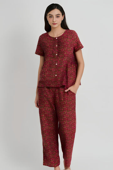 Red Kate Long Set with Ditsy Floral – Light, Soft & Comfortable
