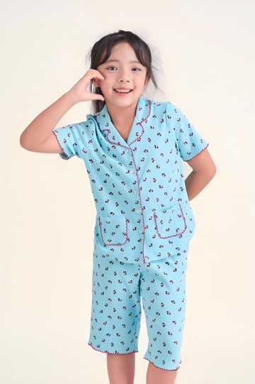 Girls' Short Pajama Set with Ruffle Details for a Cute Look