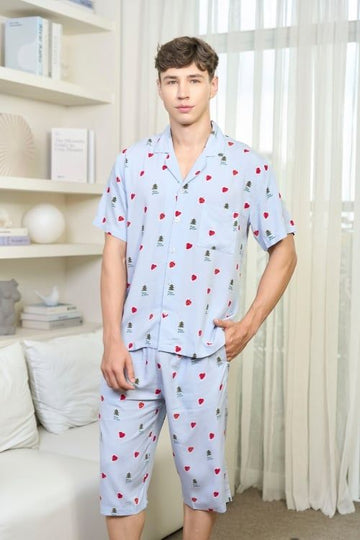 Tole Short Pajama Set with Festive Prints – A Perfect Choice for a Cozy Holiday Season