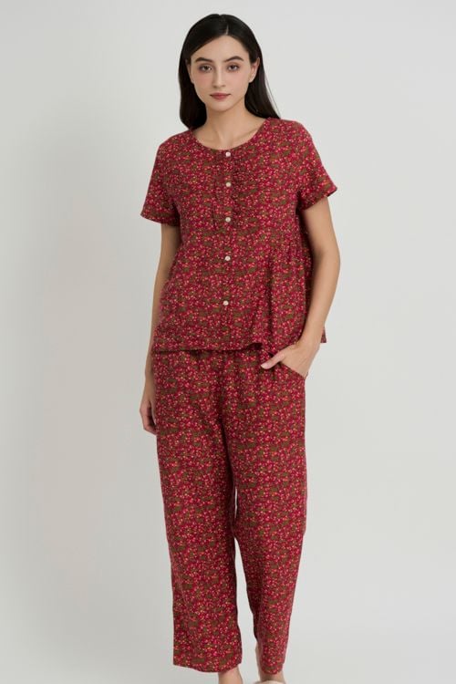 Red Kate Long Set with Ditsy Floral – Light, Soft & Comfortable