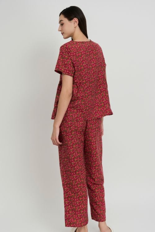 Red Kate Long Set with Ditsy Floral – Light, Soft & Comfortable