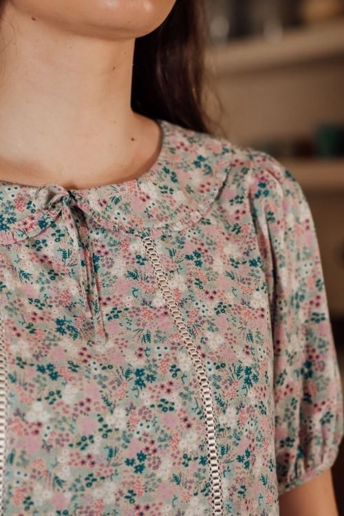 Tole Long Set with Peter Pan Collar & Lace – Graceful & Comfy