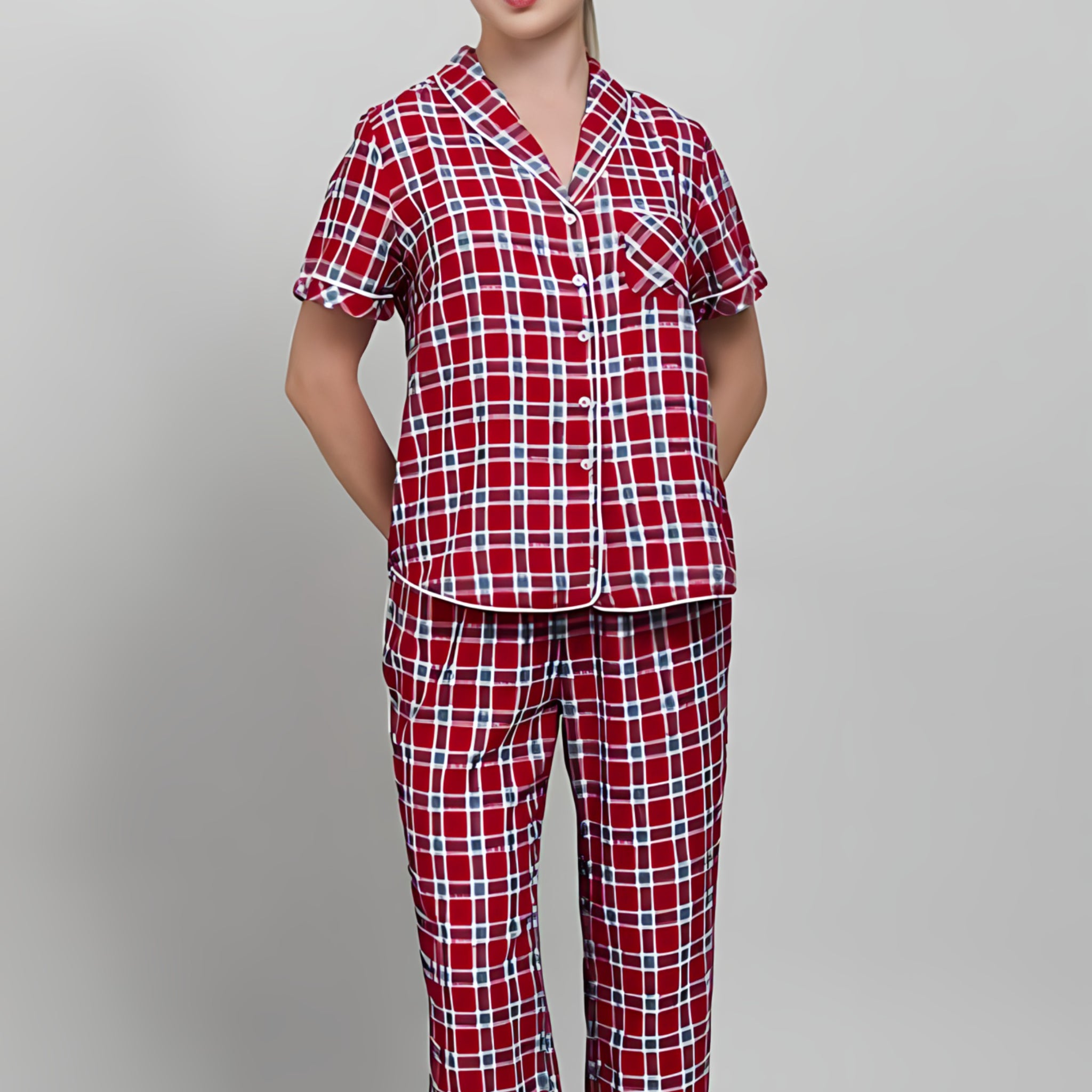Red Checkered Kate Long Set – Youthful & Fresh