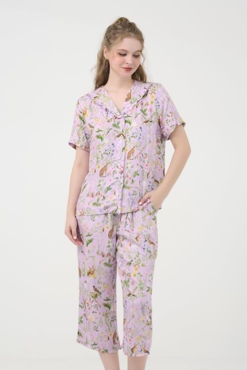 Purple Floral Tole Midi Set – Soft, Breezy & Gracefully Ruffled