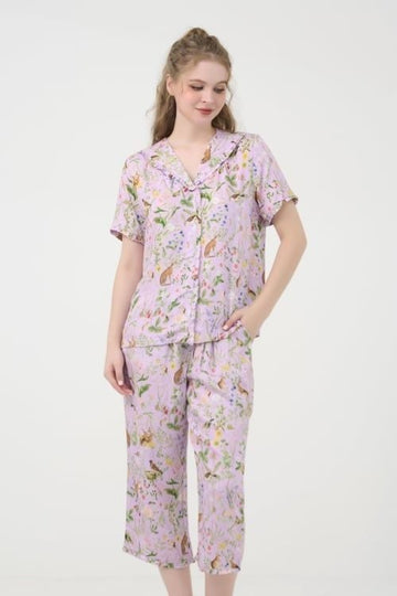 Purple Floral Tole Midi Set – Soft, Breezy & Gracefully Ruffled