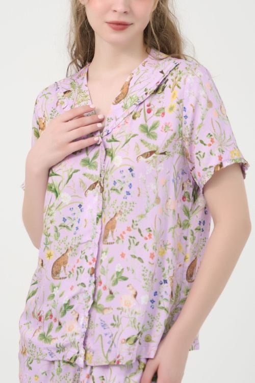Purple Floral Tole Midi Set – Soft, Breezy & Gracefully Ruffled