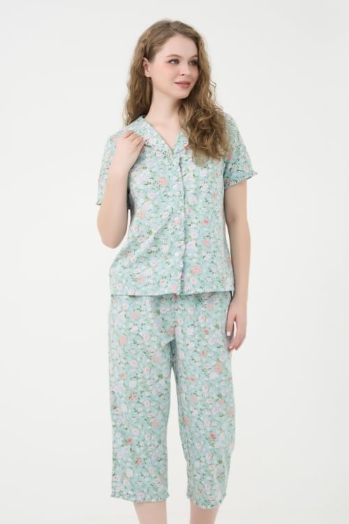 Green Floral Kate Midi Set – Soft, Breezy & Gracefully Ruffled