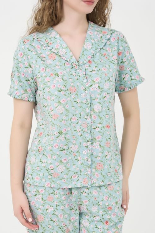 Green Floral Kate Midi Set – Soft, Breezy & Gracefully Ruffled
