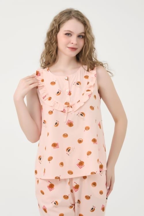 Premium Kate Sleeveless Midi Set – Ruffled Detail for Effortless Comfort