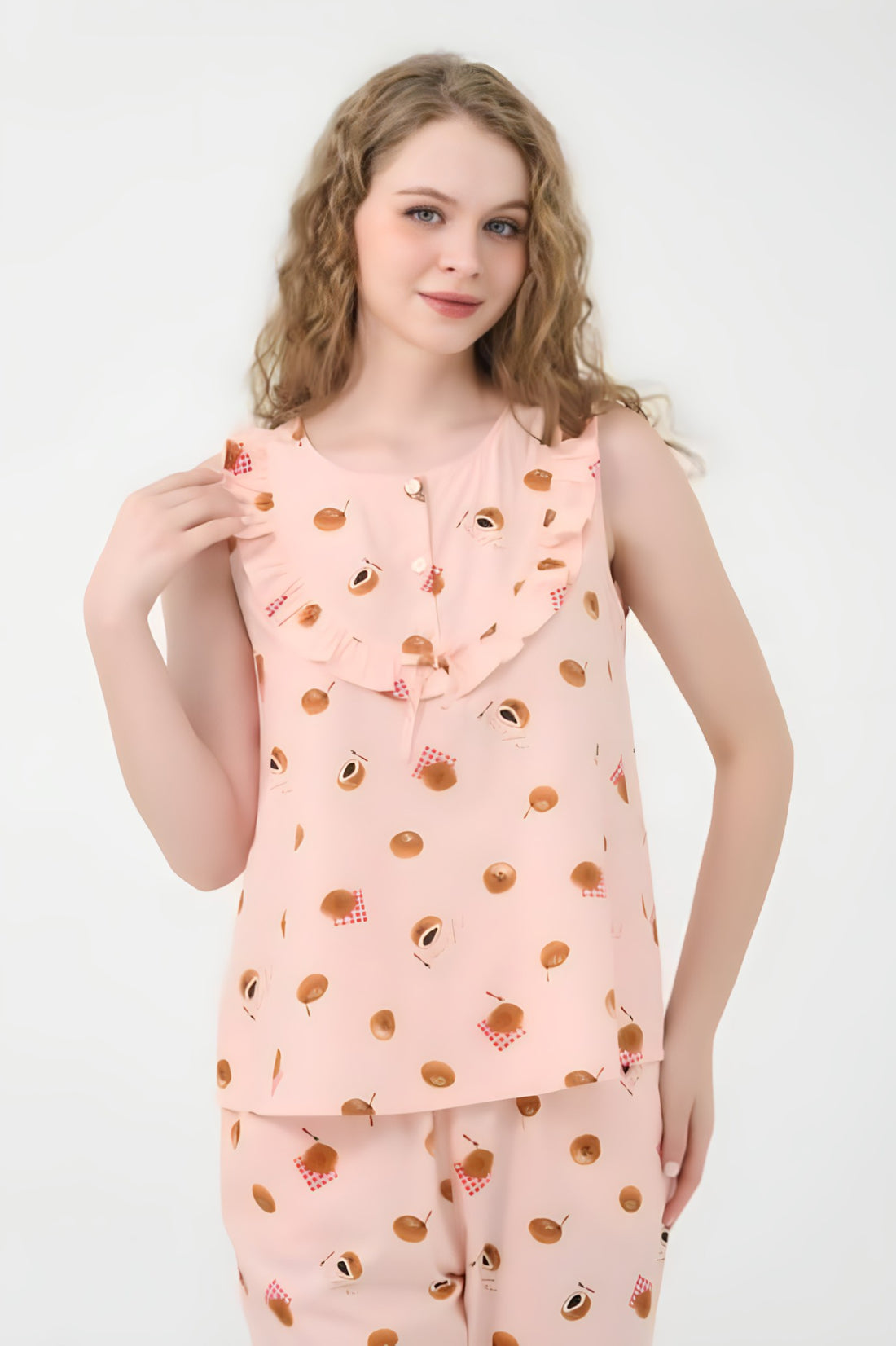 Premium Kate Sleeveless Midi Set – Ruffled Detail for Effortless Comfort