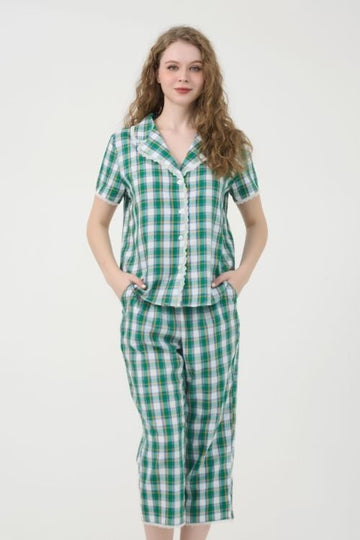 Kate Midi Pajama Set with Lace Trim – Cool, Comfy & Stylishly Detailed