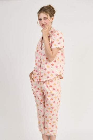 Kate Midi Pajama Set with Contrast Lace – Cool, Comfy & Chic