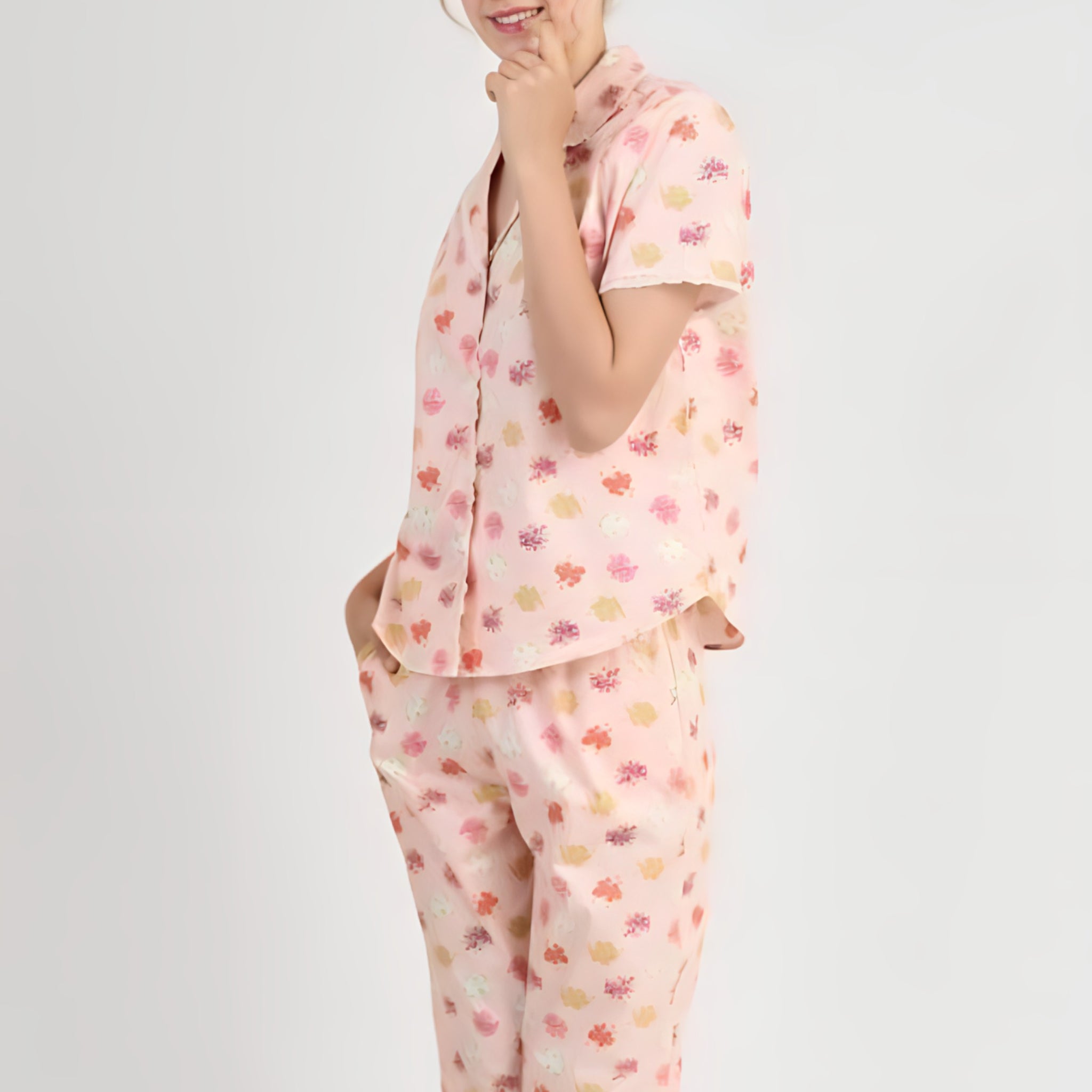 Kate Midi Pajama Set with Contrast Lace – Cool, Comfy & Chic