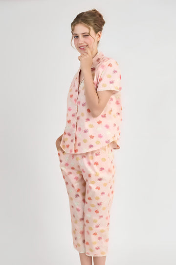 Kate Midi Pajama Set with Contrast Lace – Cool, Comfy & Chic