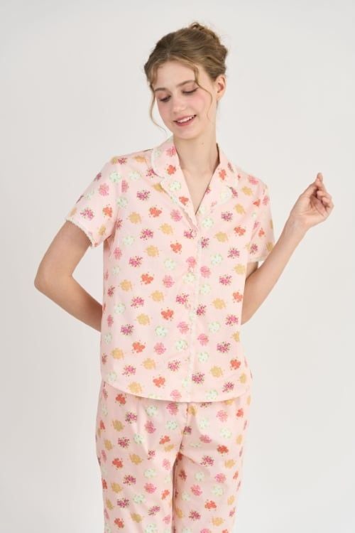 Kate Midi Pajama Set with Contrast Lace – Cool, Comfy & Chic