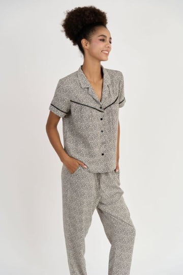 Satin Long Pajama Set with Contrast Piping – Elegant & Comfy