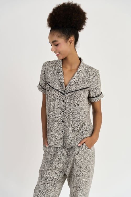 Satin Long Pajama Set with Contrast Piping – Elegant & Comfy