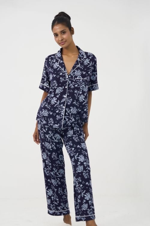 Stretchy Knit Long Pajama Set – Soft, Comfy & Easy to Wear