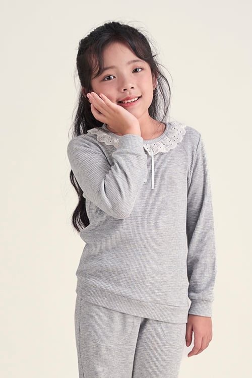 Girls’ Long Sleeve Set with Lace Trim