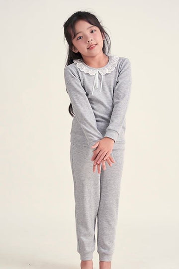 Girls’ Long Sleeve Set with Lace Trim