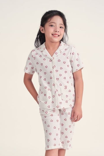Girls’ Knit Midi Pajama Set – Cute & Playful with Contrast Piping
