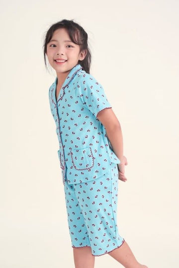 Girls' Short Pajama Set with Ruffle Details for a Cute Look