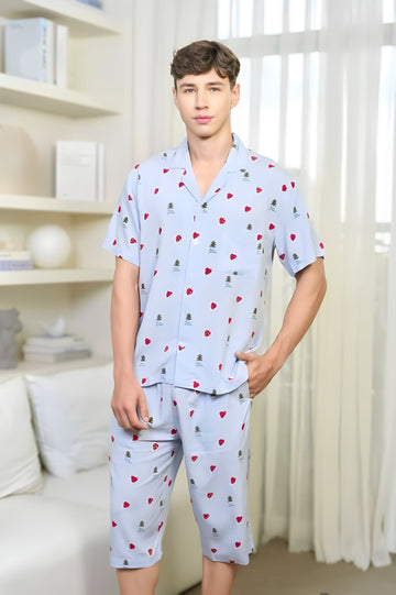 Tole Short Pajama Set with Festive Prints – A Perfect Choice for a Cozy Holiday Season